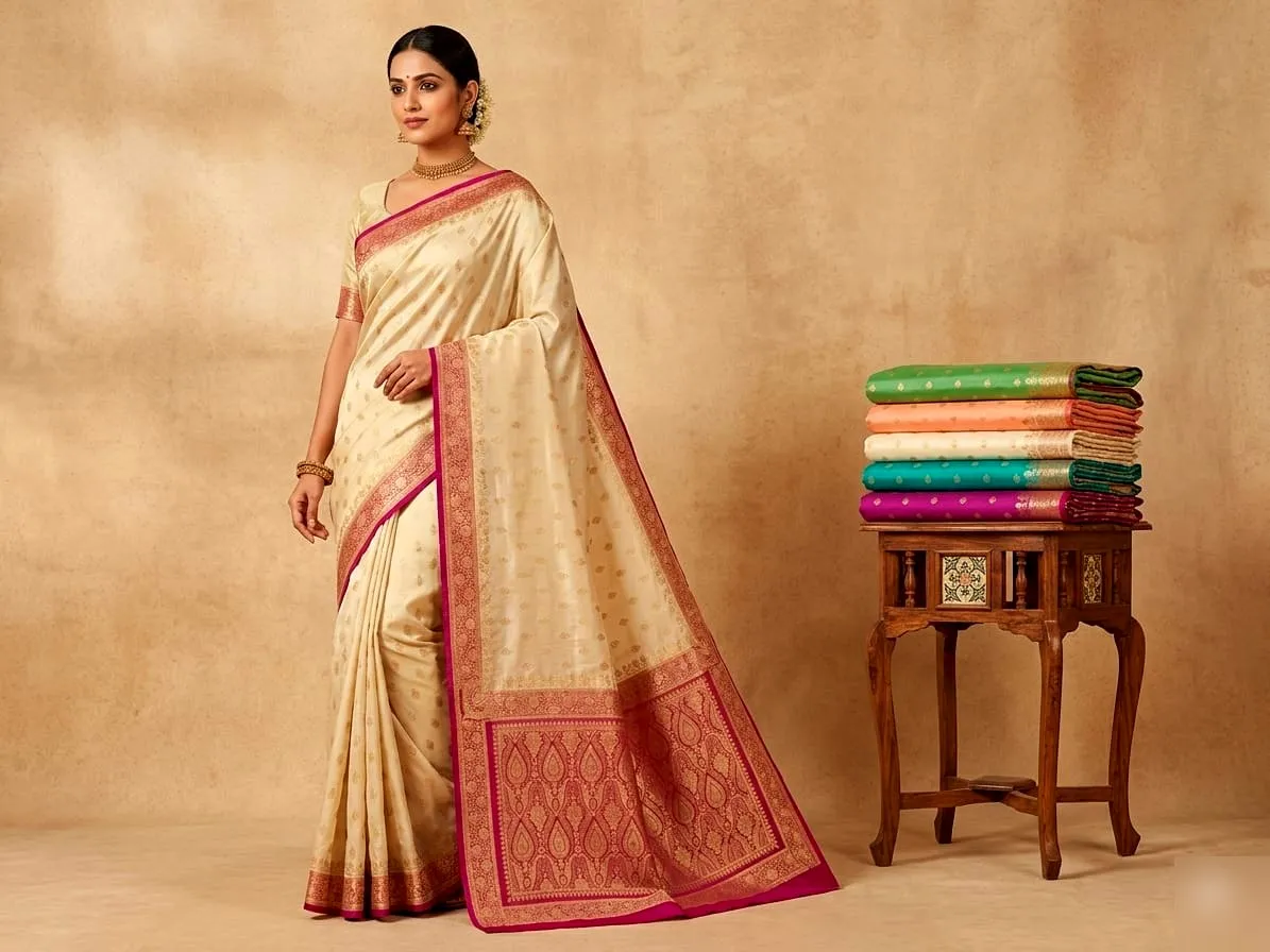 Lustrous Satin Silk Saree 3 - satin silk Banarasi Silk Saree | Shri Geeta Sarees