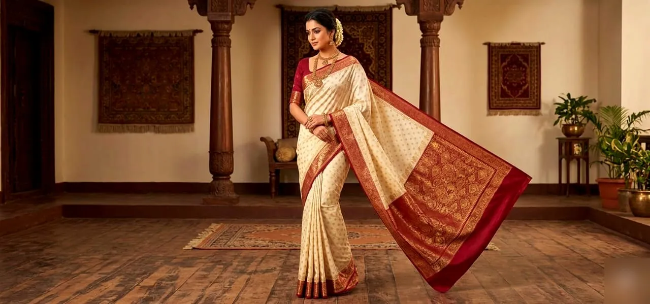 Lustrous Satin Silk Saree 4 - satin silk Banarasi Silk Saree | Shri Geeta Sarees