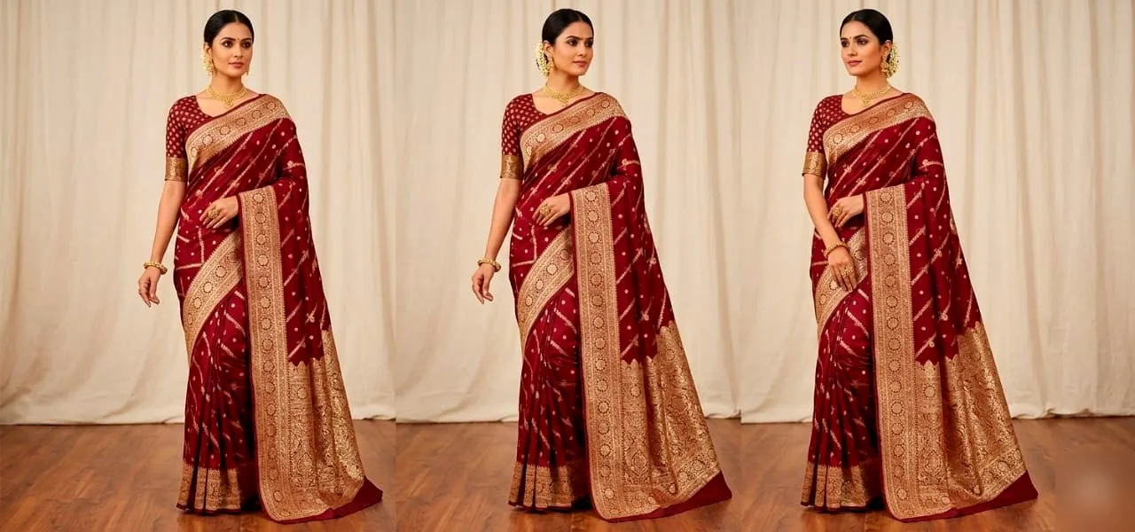 Lustrous Satin Silk Saree 5 - satin silk Banarasi Silk Saree | Shri Geeta Sarees