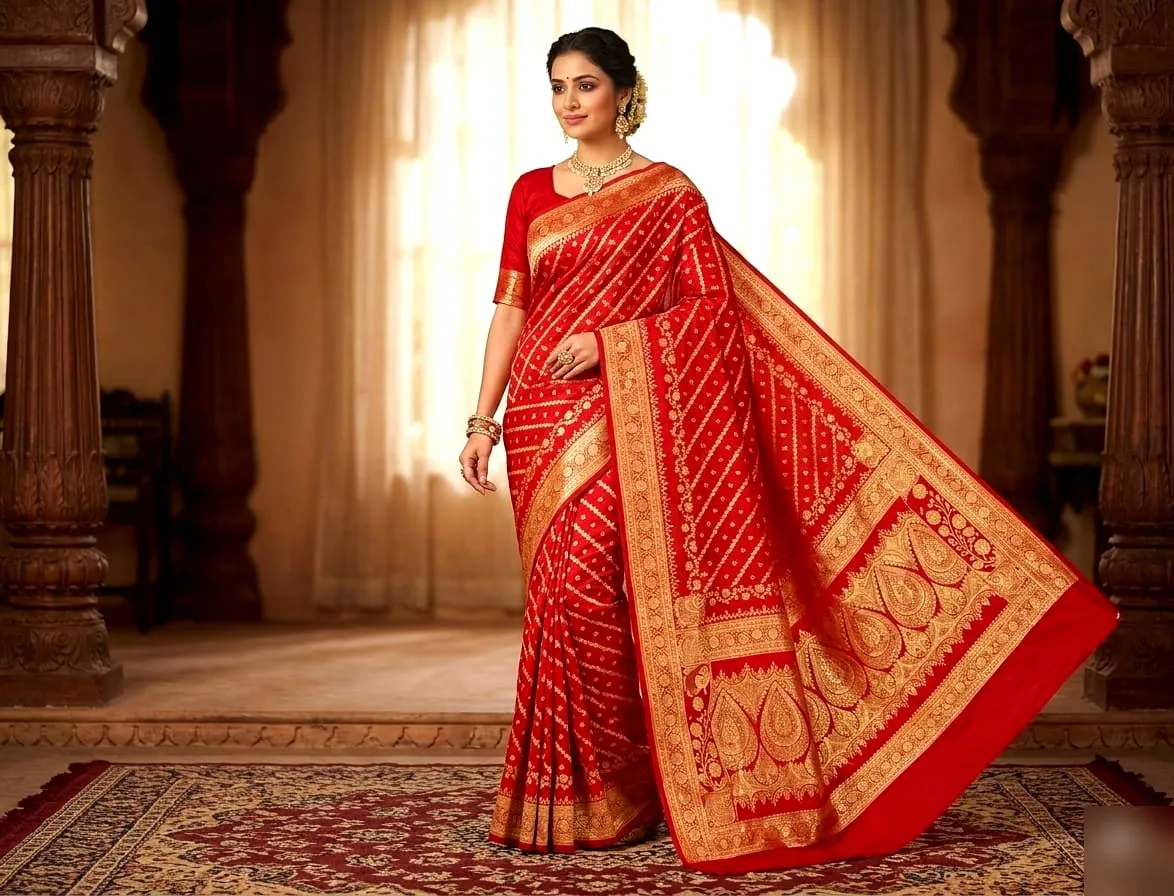 Lustrous Satin Silk Saree 6 - satin silk Banarasi Silk Saree | Shri Geeta Sarees