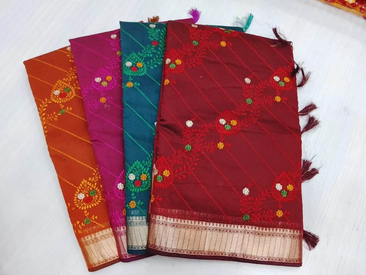Terracotta Weft - banarsi cotton Banarasi Silk Saree | Shri Geeta Sarees