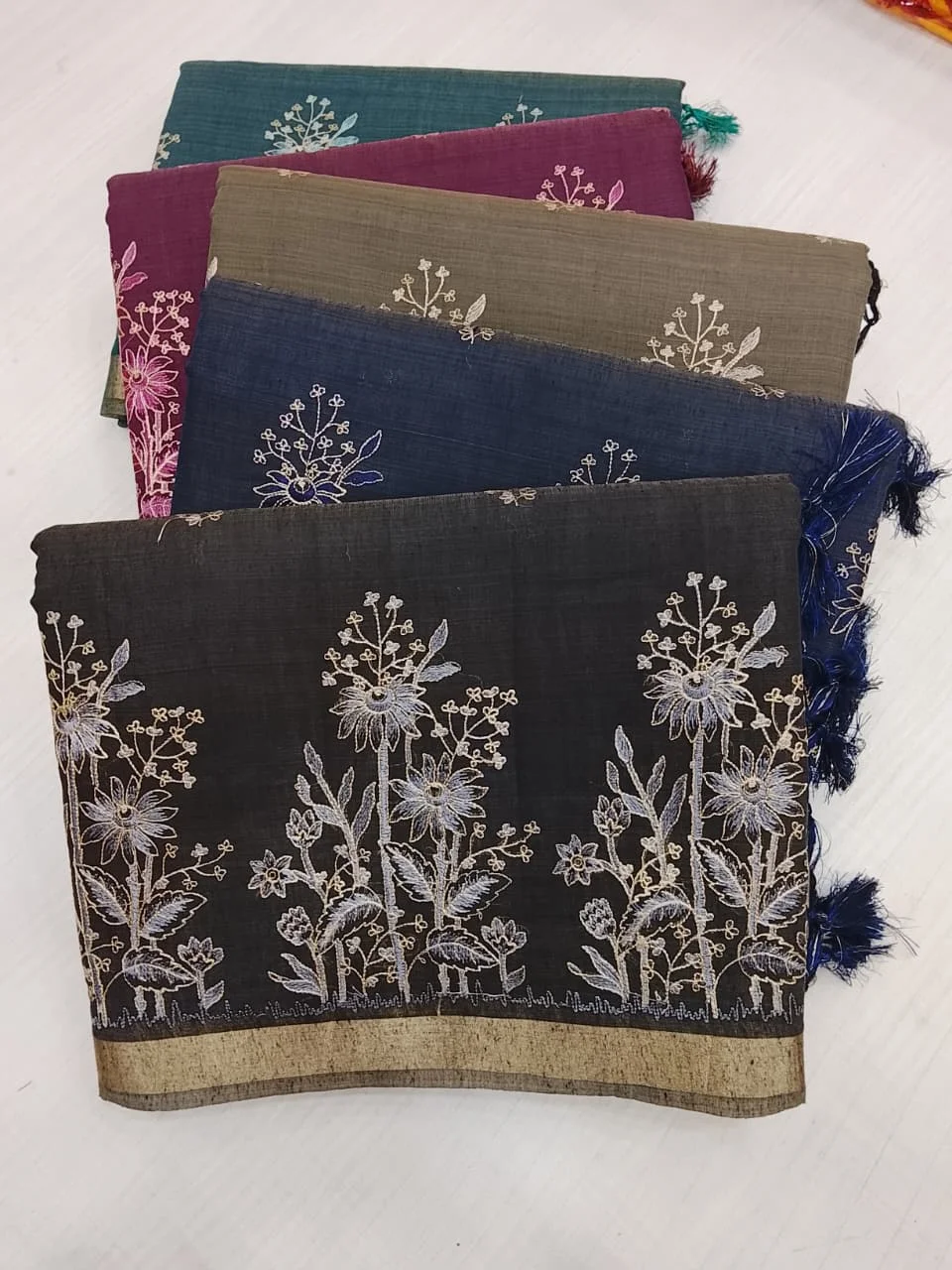 Charcoal Mist - banarsi cotton Banarasi Silk Saree | Shri Geeta Sarees