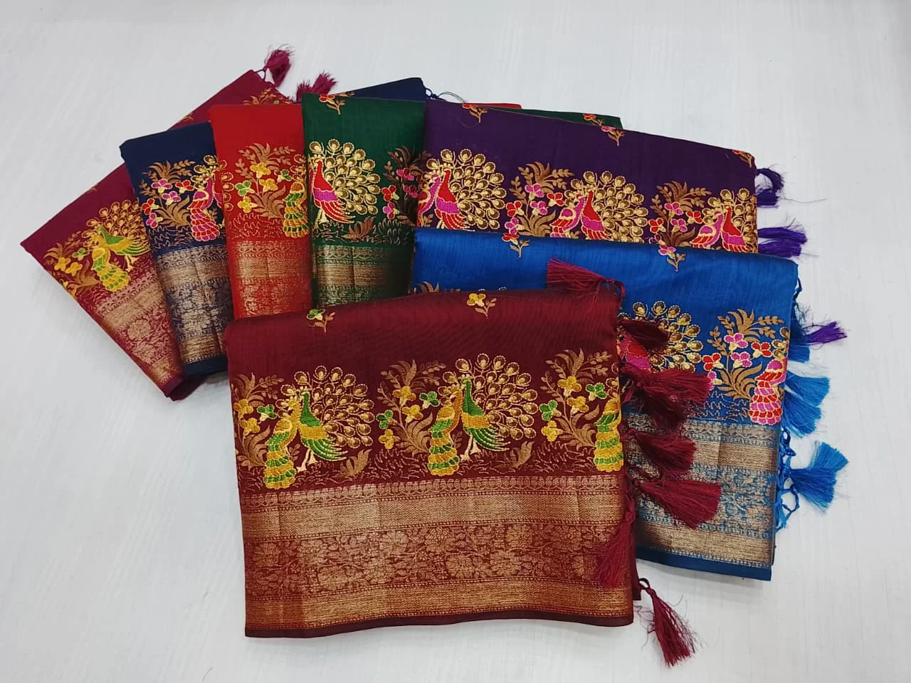 Copper Striae - banarsi cotton Banarasi Silk Saree | Shri Geeta Sarees