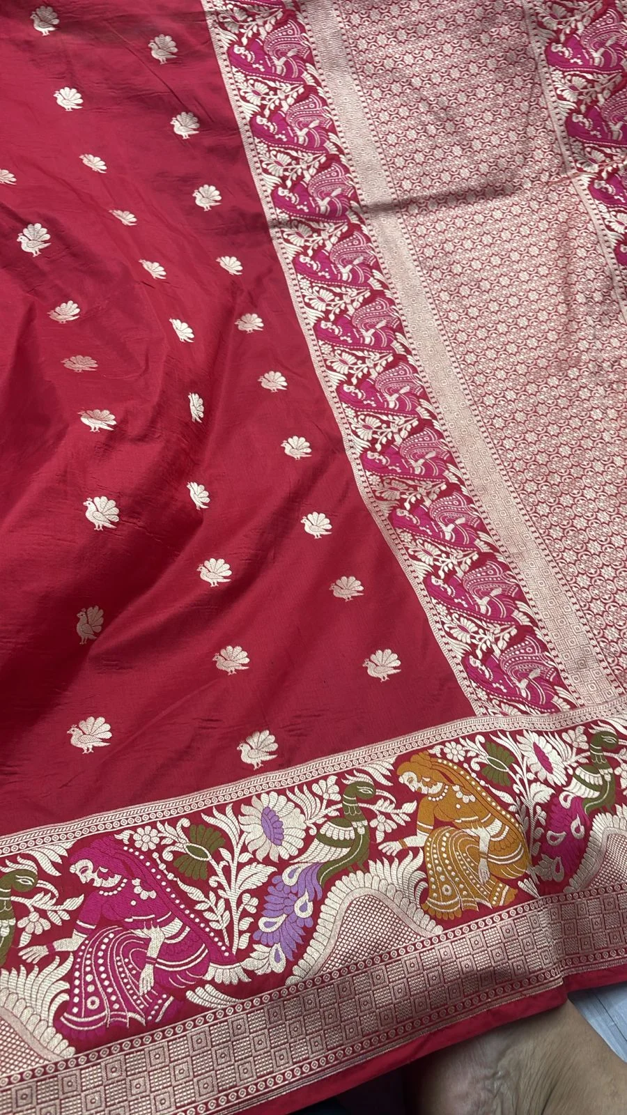Crimson Meenakari Heritage Saree - Detail View 2 Crimson Meenakari Heritage Saree - Detail View 2 | Shri Geeta Sarees
