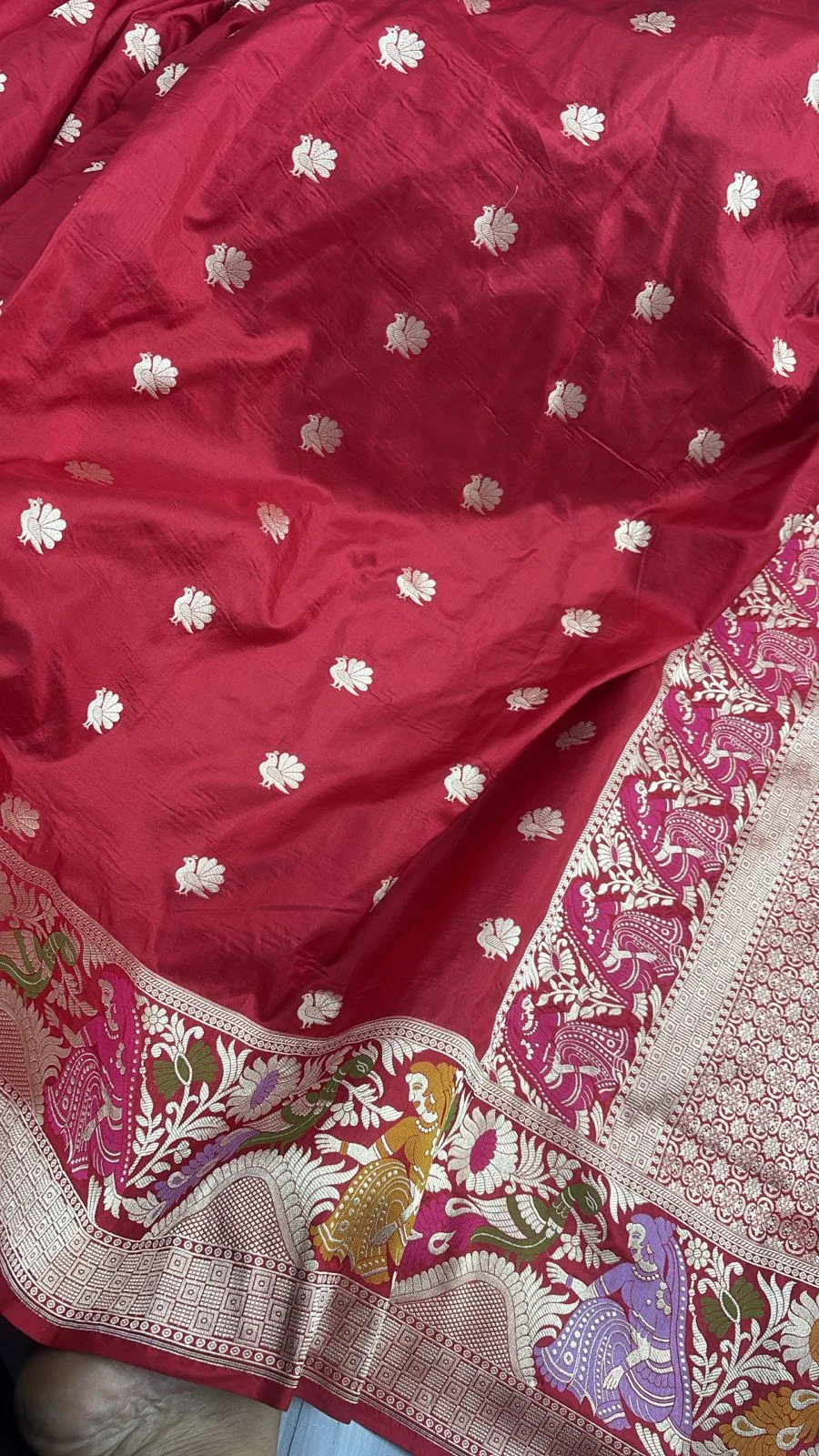 Crimson Meenakari Heritage Saree - Detail View 3 Crimson Meenakari Heritage Saree - Detail View 3 | Shri Geeta Sarees