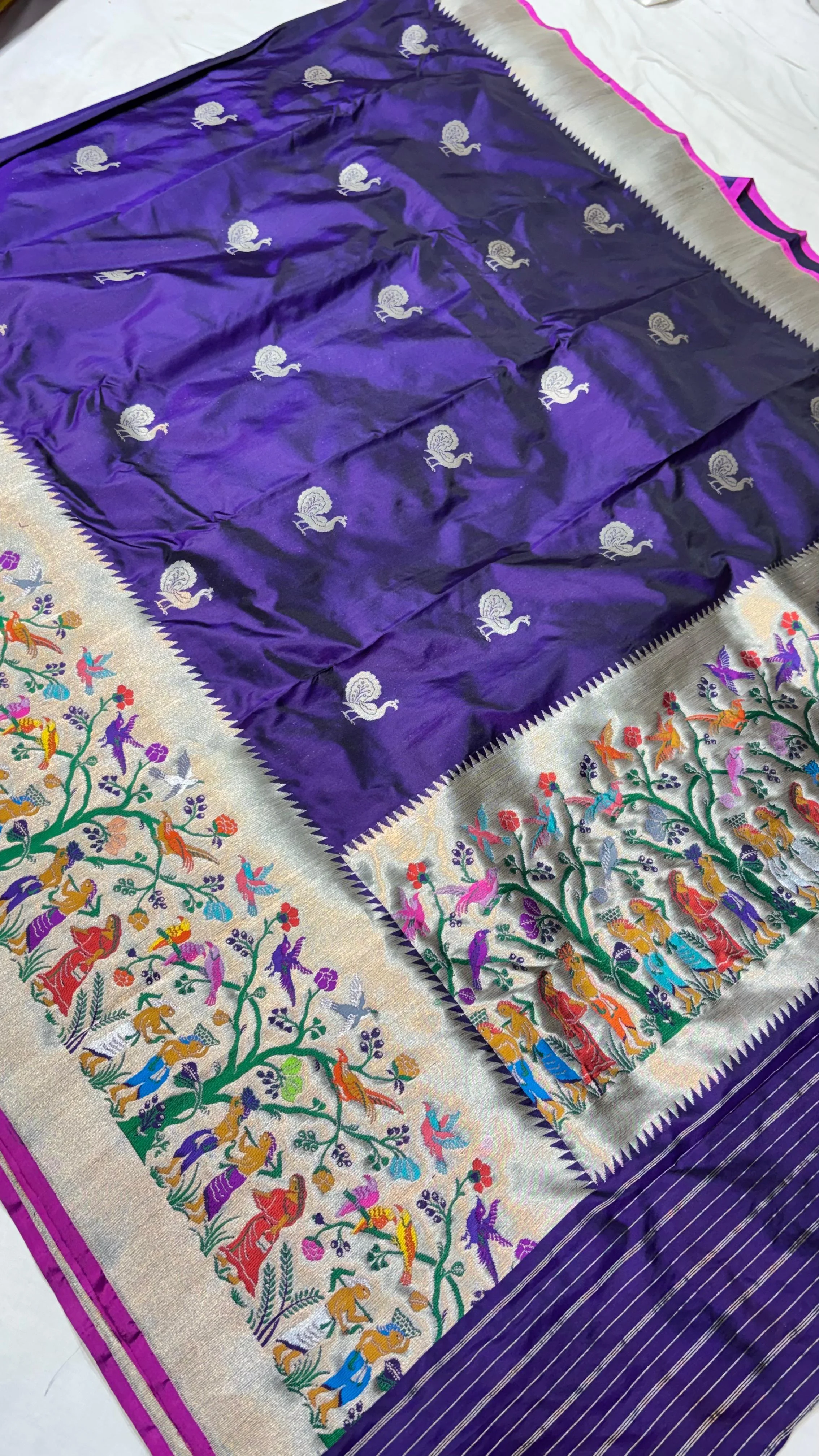 Royal Purple Paithani Silk Saree - Detail View 2 | Shri Geeta Sarees