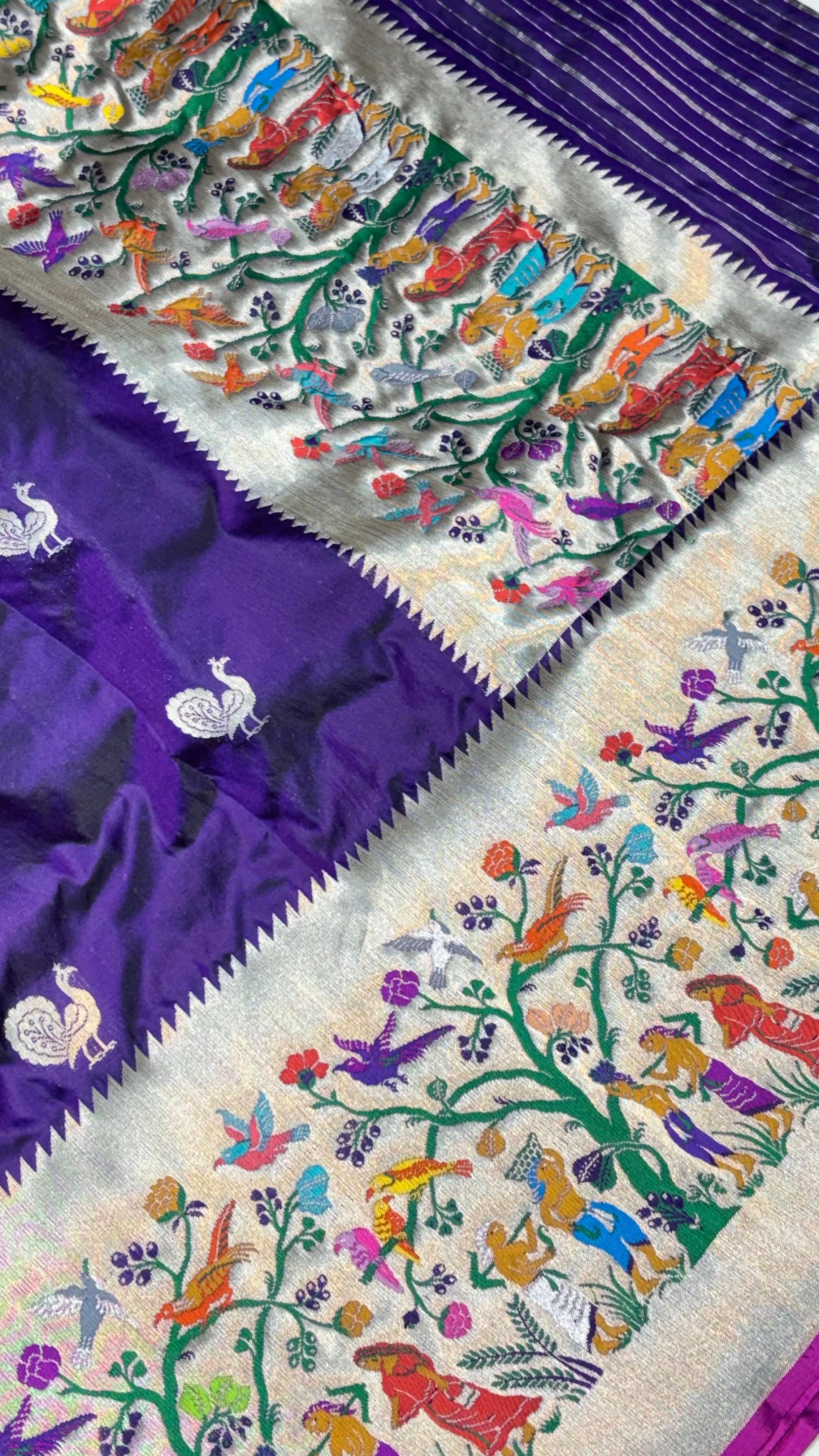 Royal Purple Paithani Silk Saree - Detail View 3 | Shri Geeta Sarees