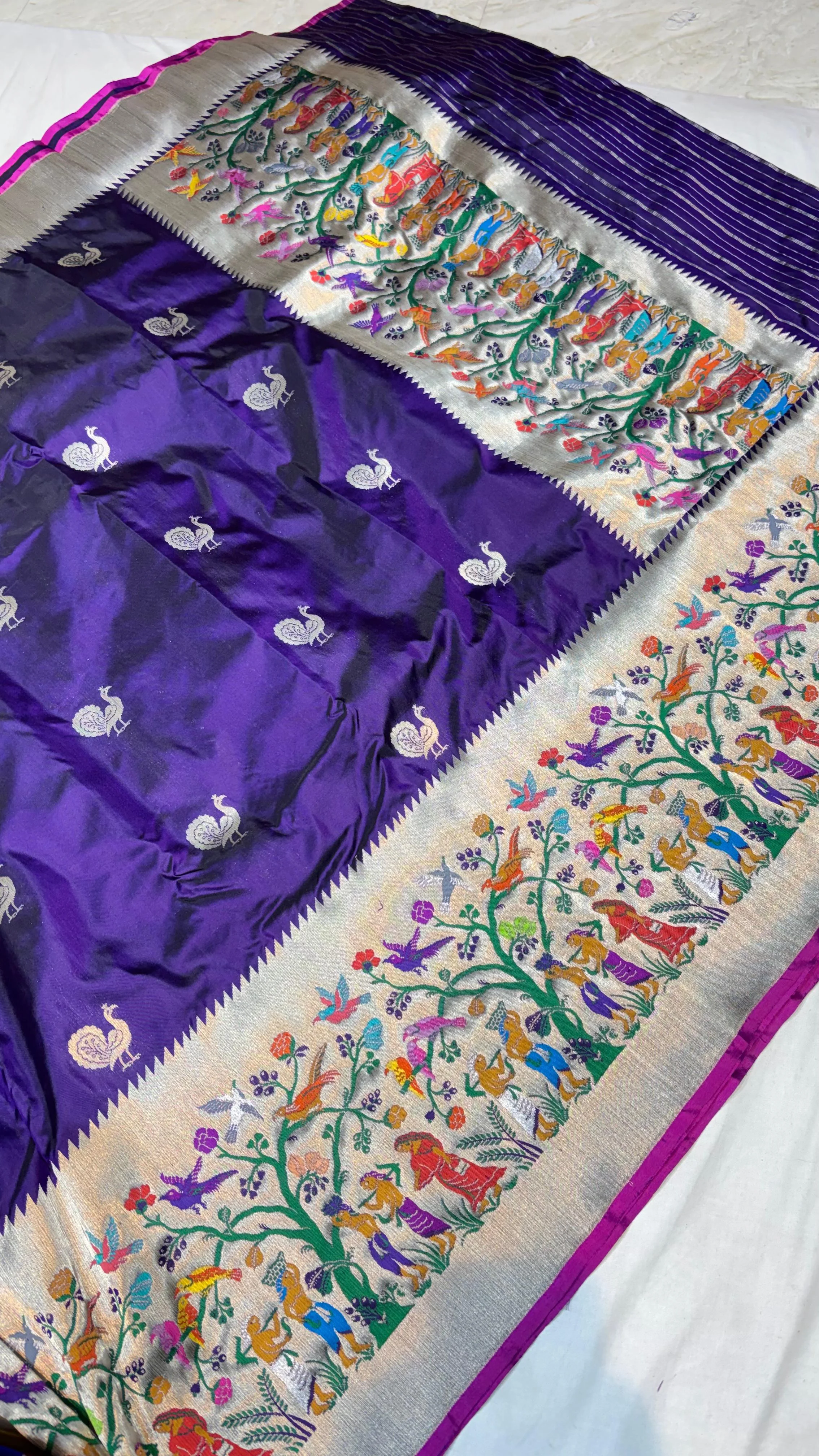Royal Purple Paithani Silk Saree - Detail View 4 Royal Purple Paithani Silk Saree - Detail View 4 | Shri Geeta Sarees