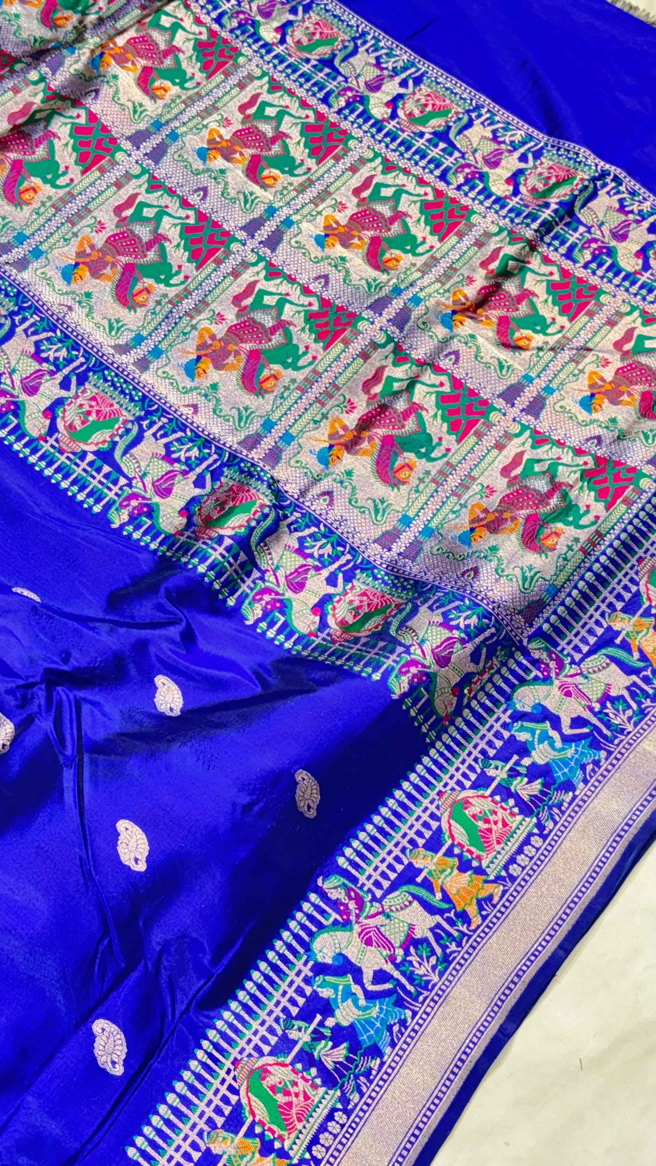 Royal Blue Kadwa Baluchari Silk Saree - Detail View 3 Royal Blue Kadwa Baluchari Silk Saree - Detail View 3 | Shri Geeta Sarees