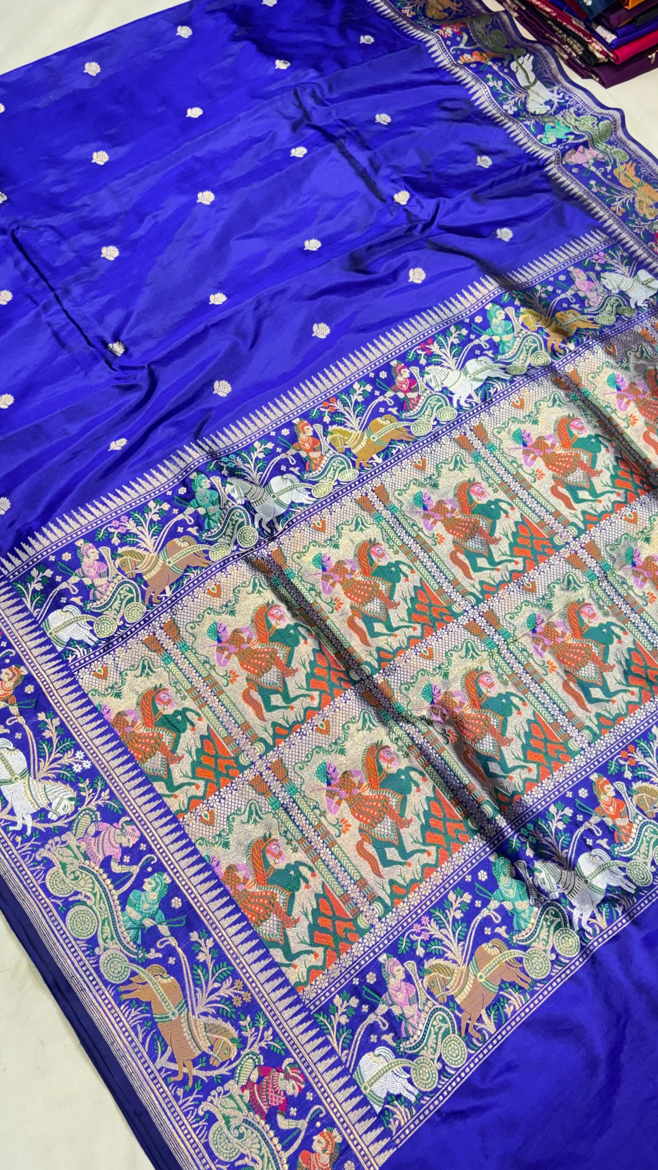 Sapphire Flower Kadwa Baluchari Silk Saree - Detail View 2 | Shri Geeta Sarees