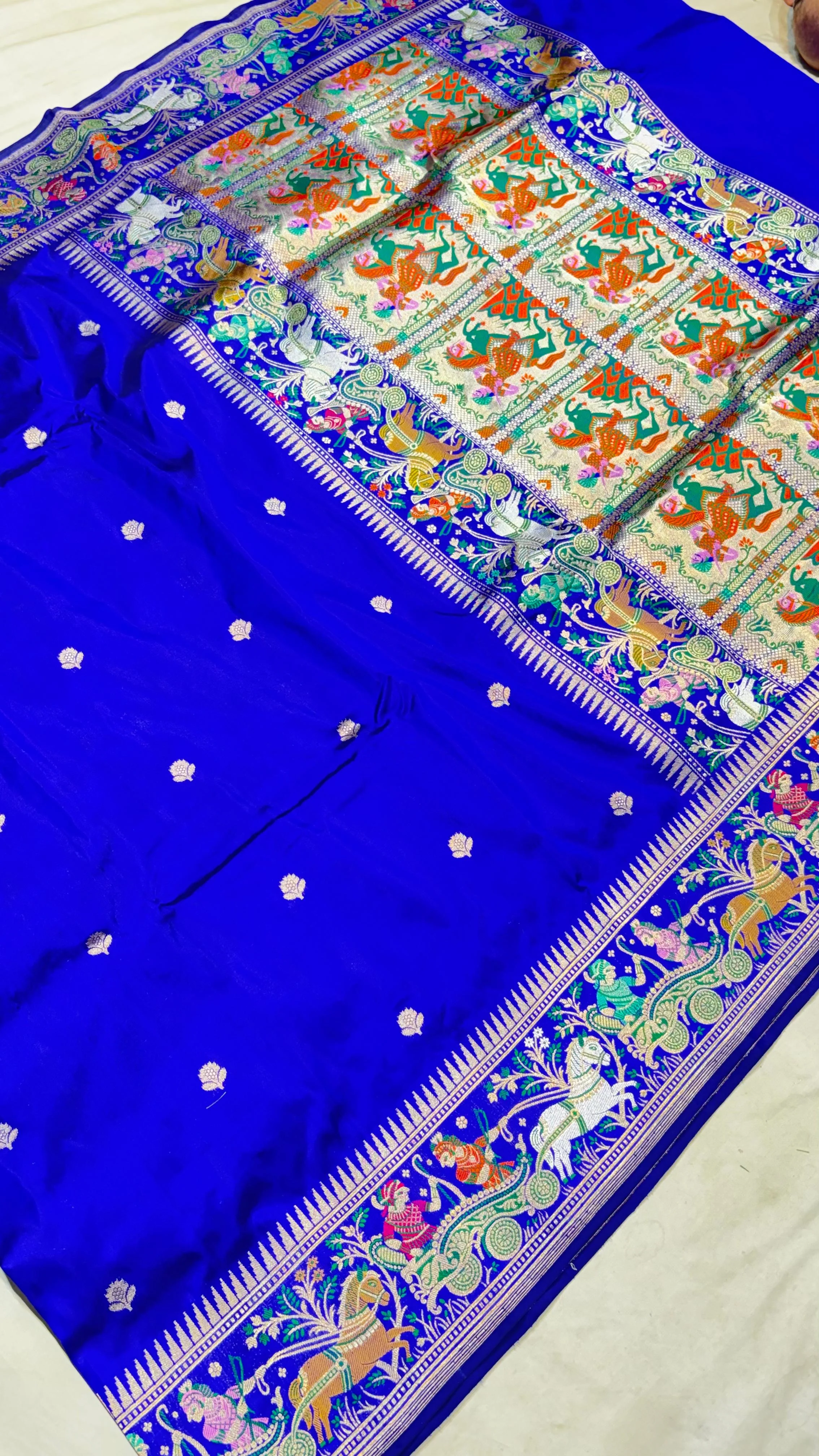 Sapphire Flower Kadwa Baluchari Silk Saree - Detail View 4 | Shri Geeta Sarees