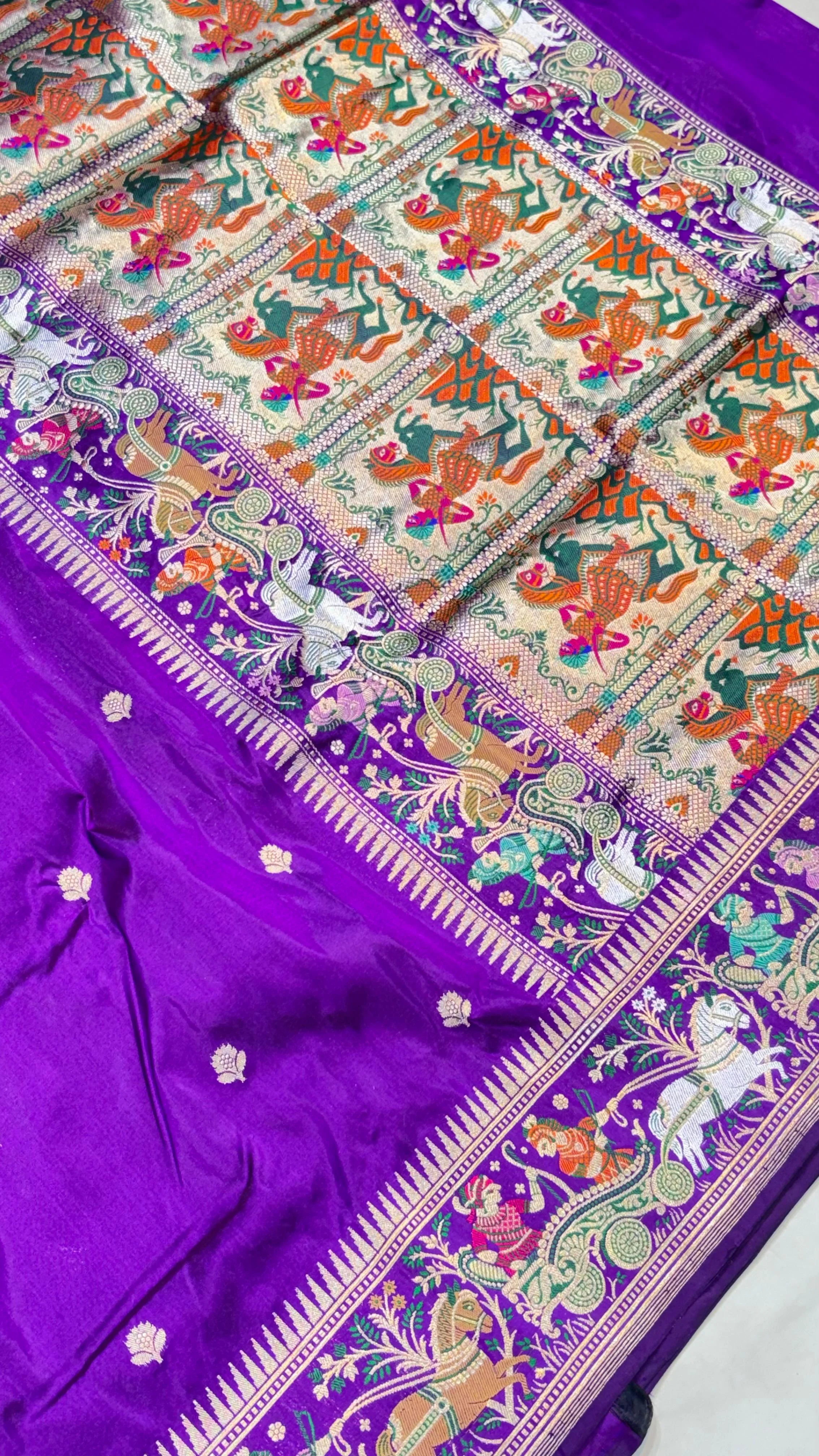 Violet Kadwa Baluchari Silk Saree - Detail View 3 | Shri Geeta Sarees