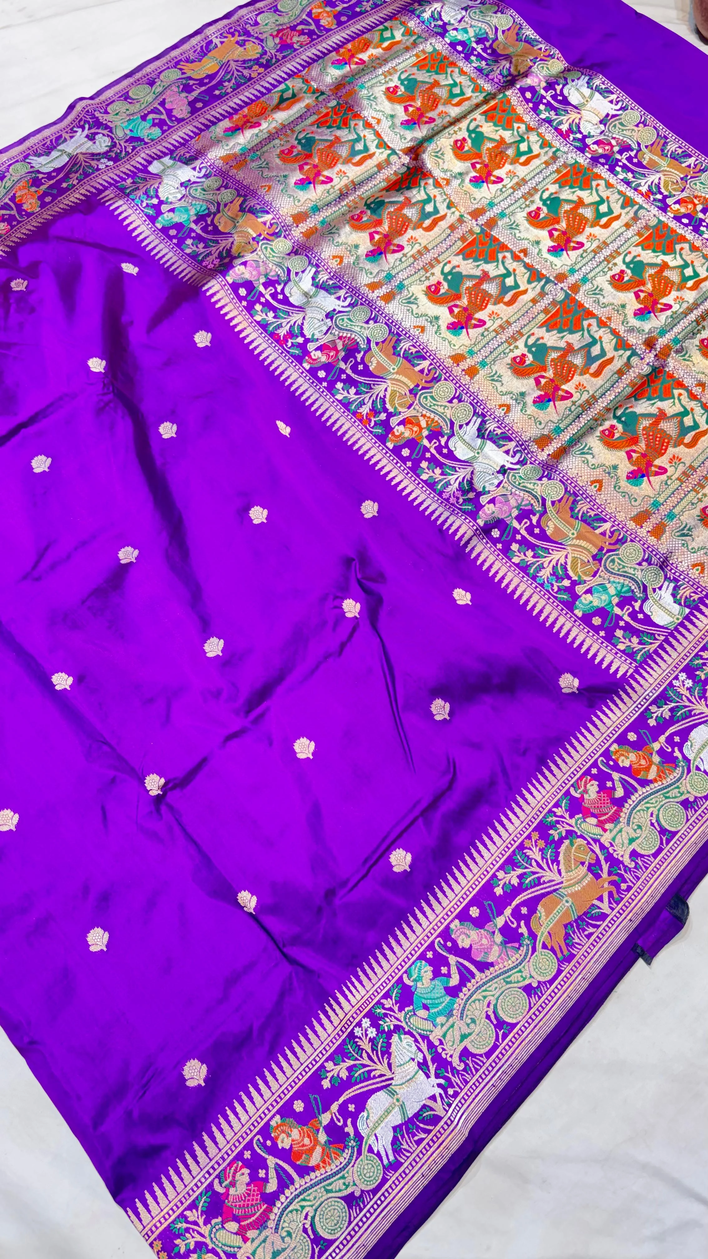 Violet Kadwa Baluchari Silk Saree - Detail View 4 | Shri Geeta Sarees