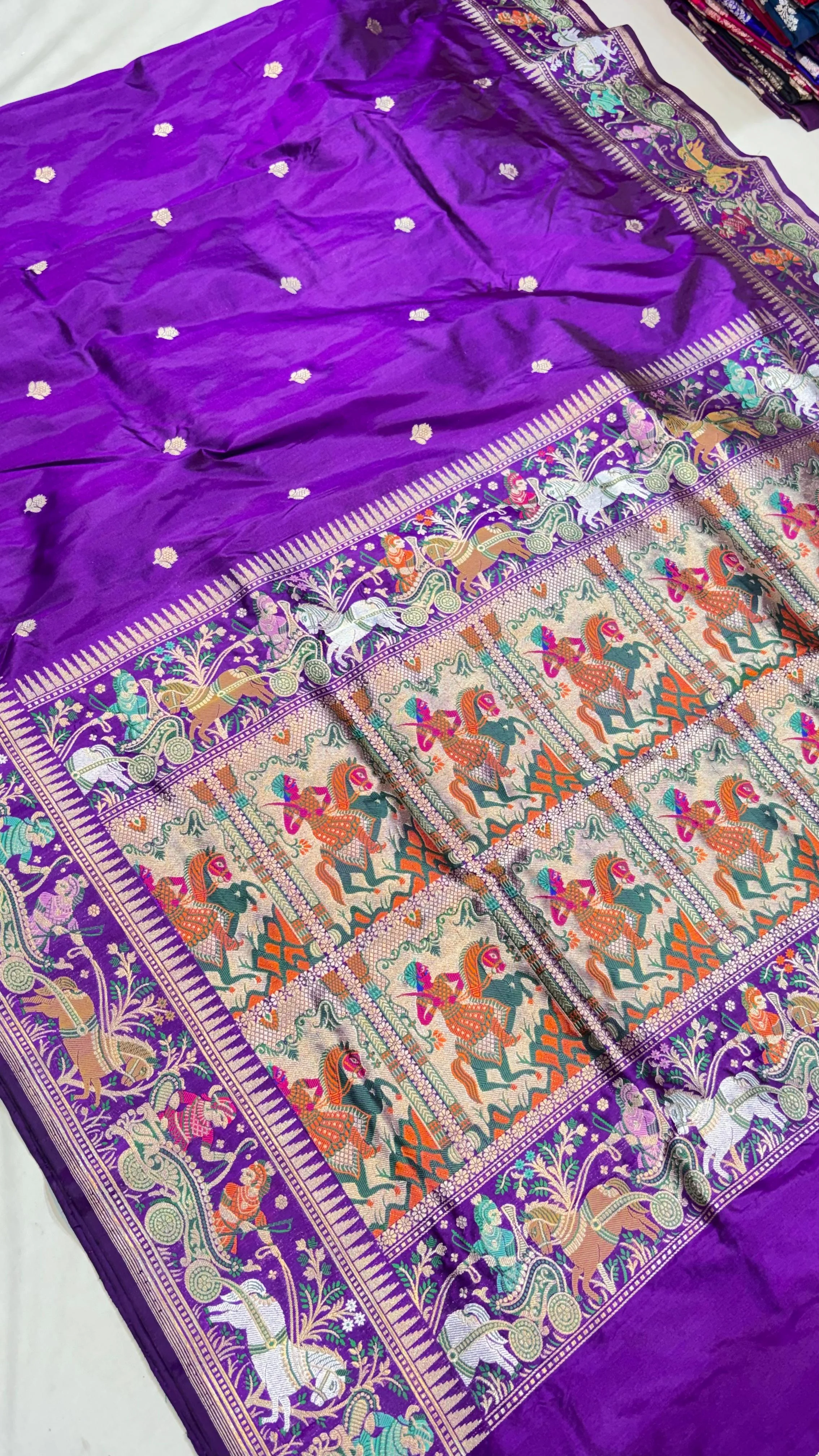 Violet Kadwa Baluchari Silk Saree - Detail View 2 Violet Kadwa Baluchari Silk Saree - Detail View 2 | Shri Geeta Sarees