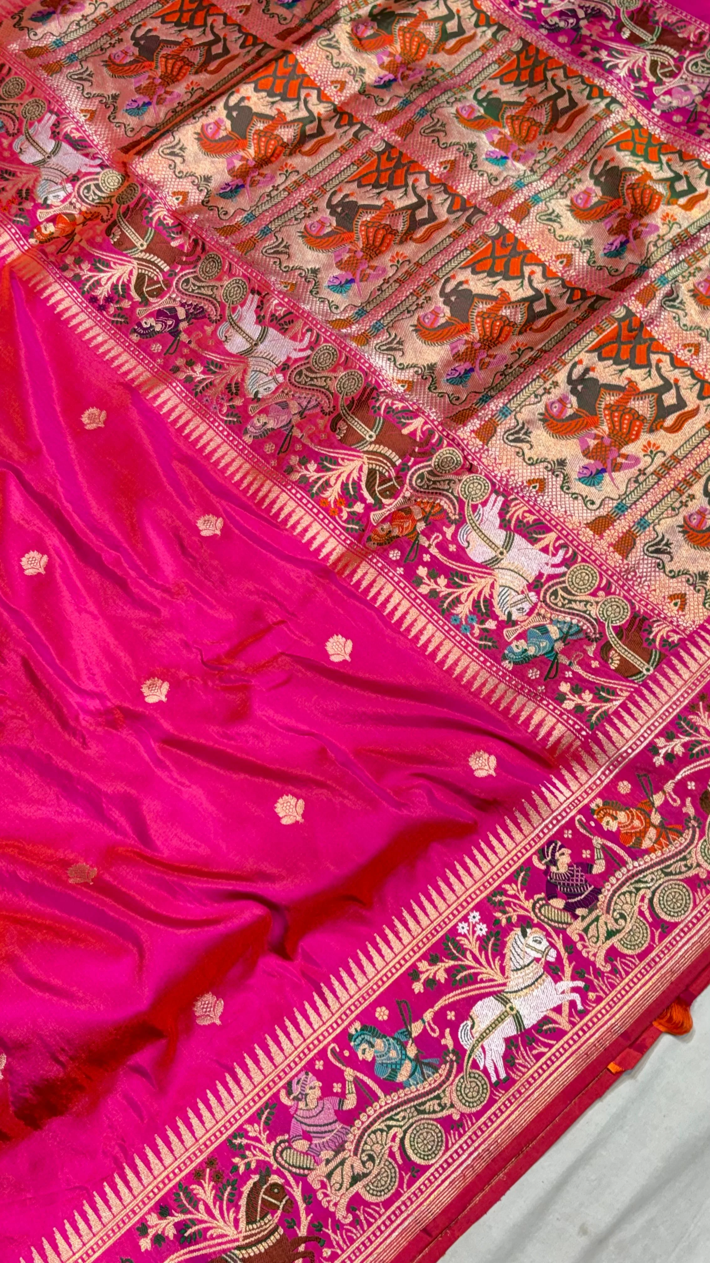 Magenta Kadwa Baluchari Silk Saree - Detail View 3 | Shri Geeta Sarees