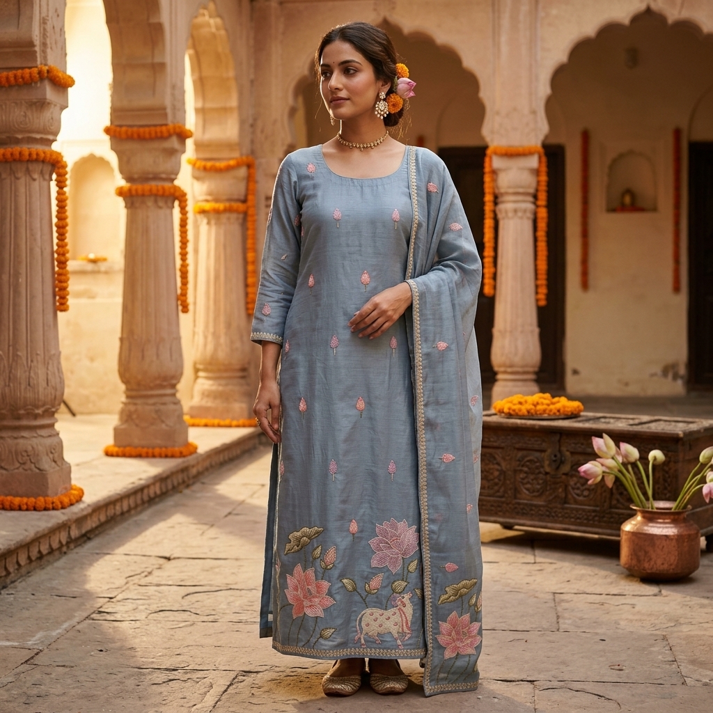 Pichwai Style suit - suits Banarasi Silk Saree | Shri Geeta Sarees