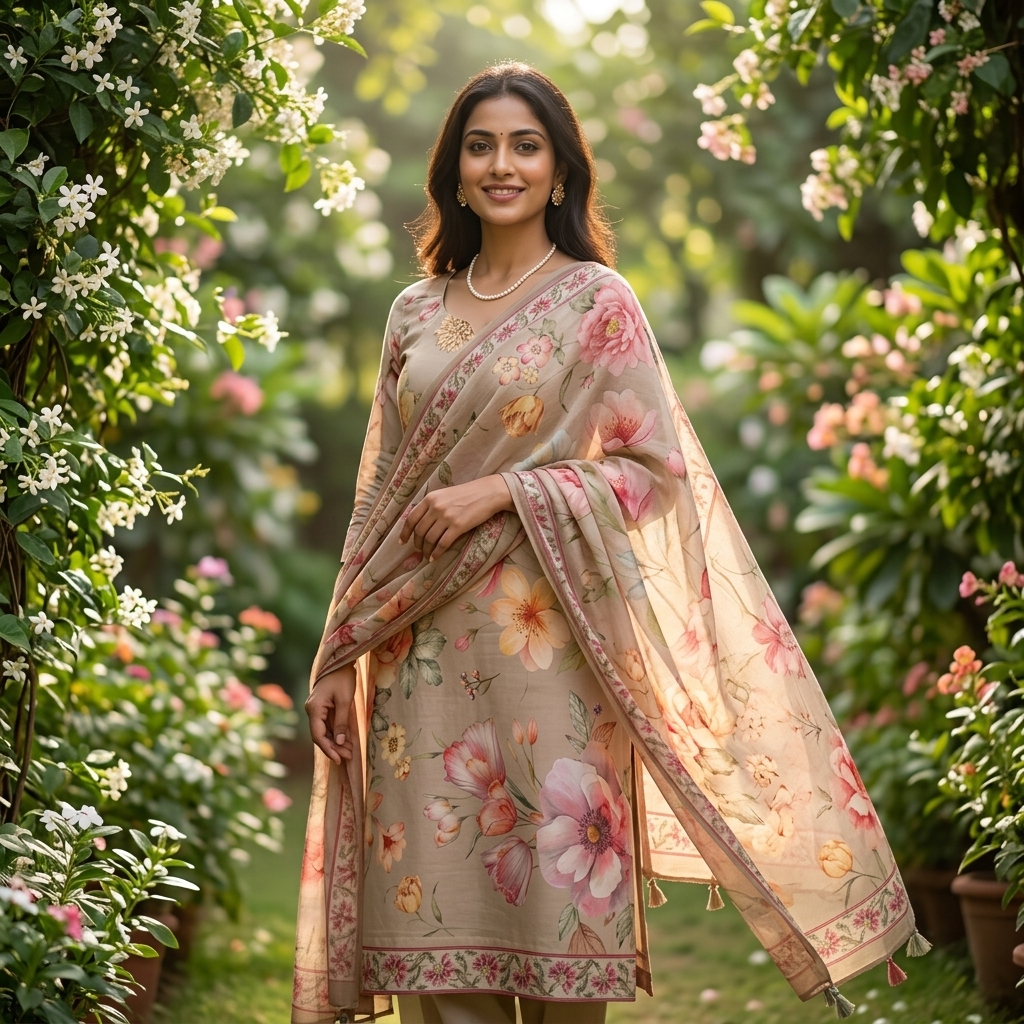 Floral print suit - suits Banarasi Silk Saree | Shri Geeta Sarees