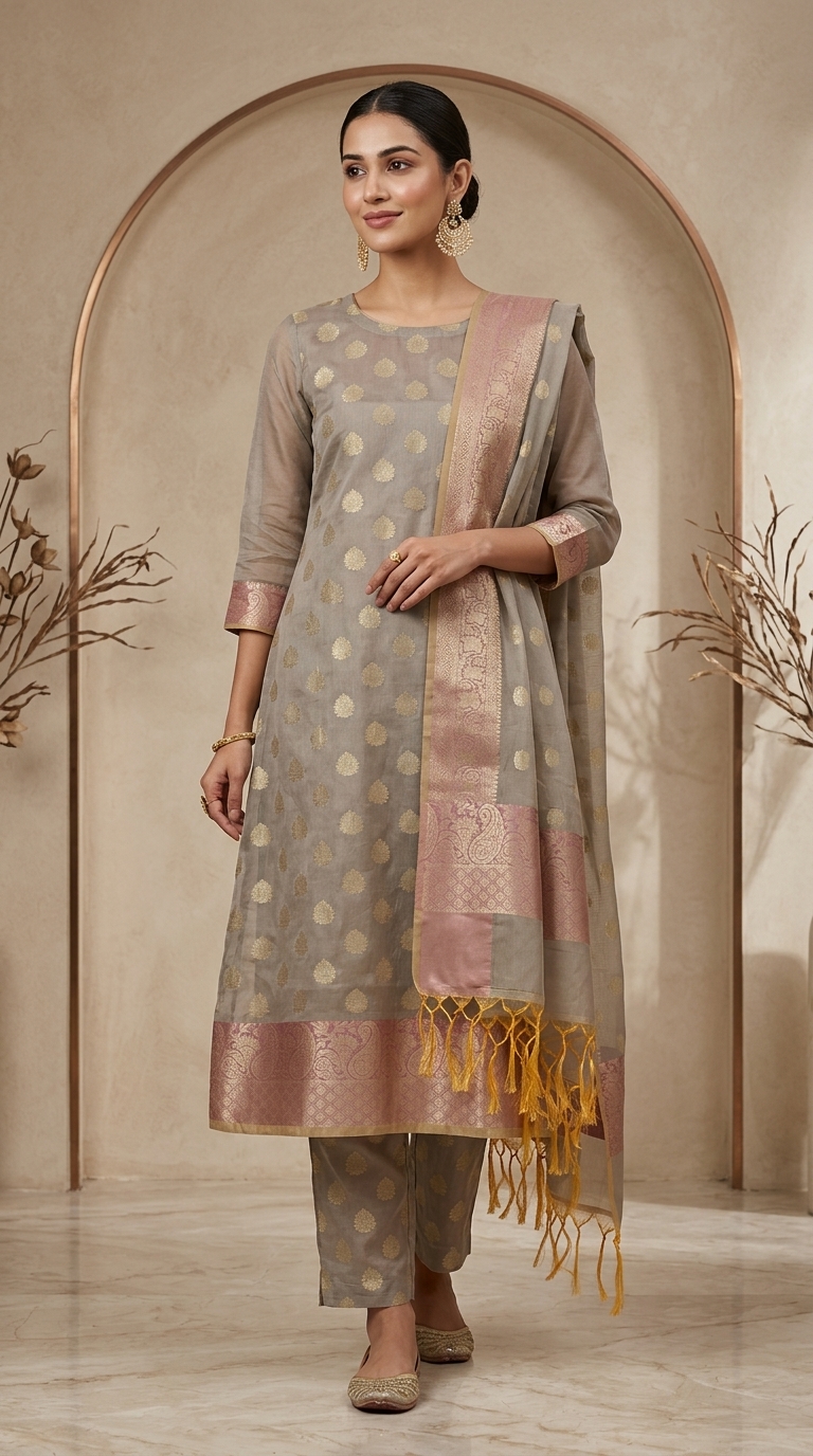 Heritage Suit Ensemble 41 - Detail View 1 | Shri Geeta Sarees