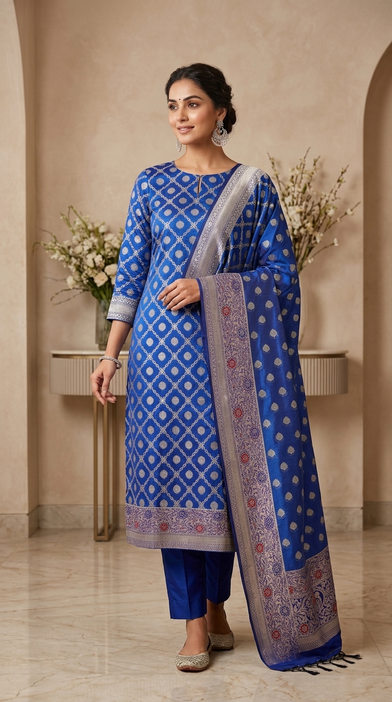 Heritage Suit Ensemble 42 - Detail View 1 | Shri Geeta Sarees