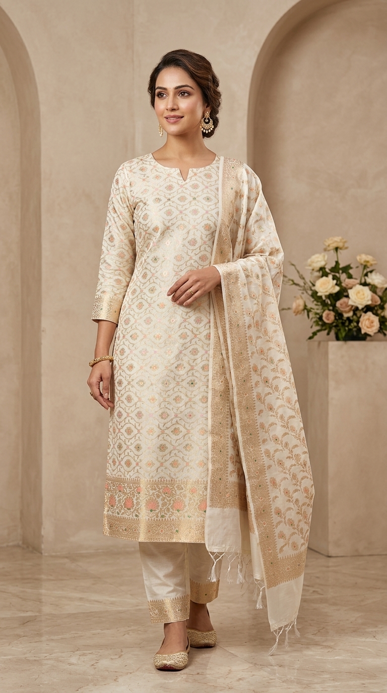Heritage Suit Ensemble 47 - Detail View 1 | Shri Geeta Sarees