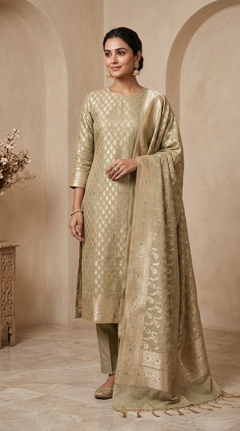 Heritage Suit Ensemble 52 - Detail View 1 | Shri Geeta Sarees