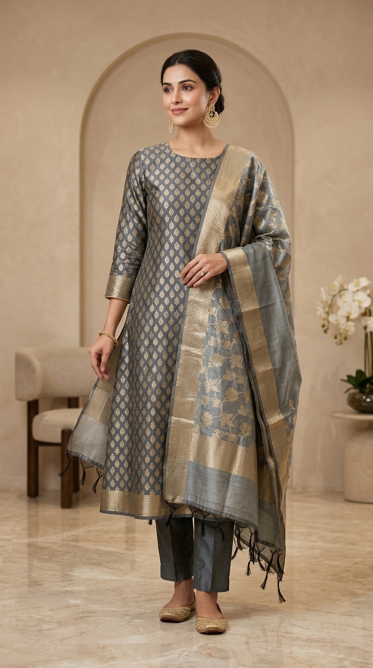 Heritage Suit Ensemble 53 - Detail View 1 | Shri Geeta Sarees