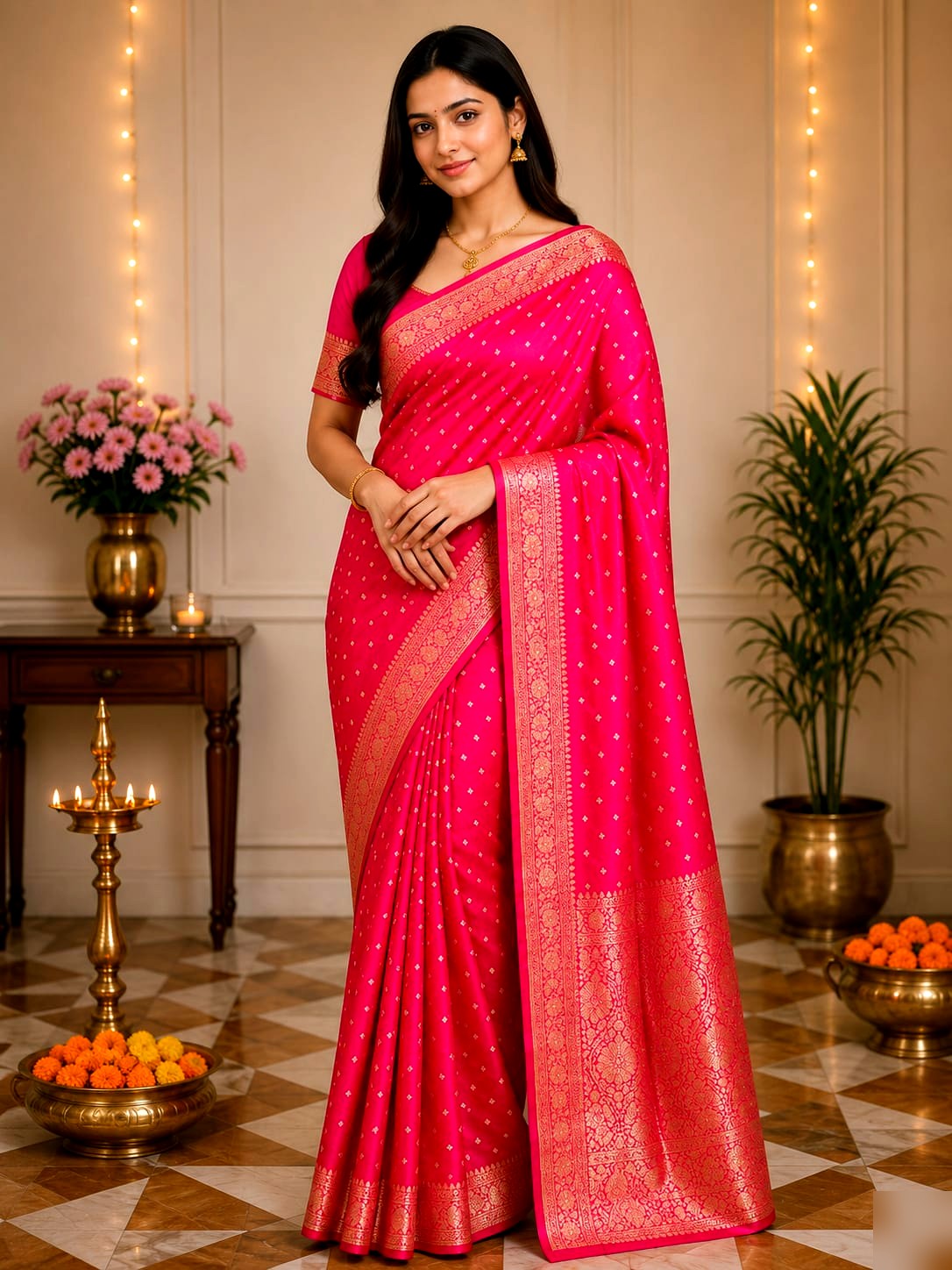 Lustrous Satin Silk Saree 13 - satin silk Banarasi Silk Saree | Shri Geeta Sarees