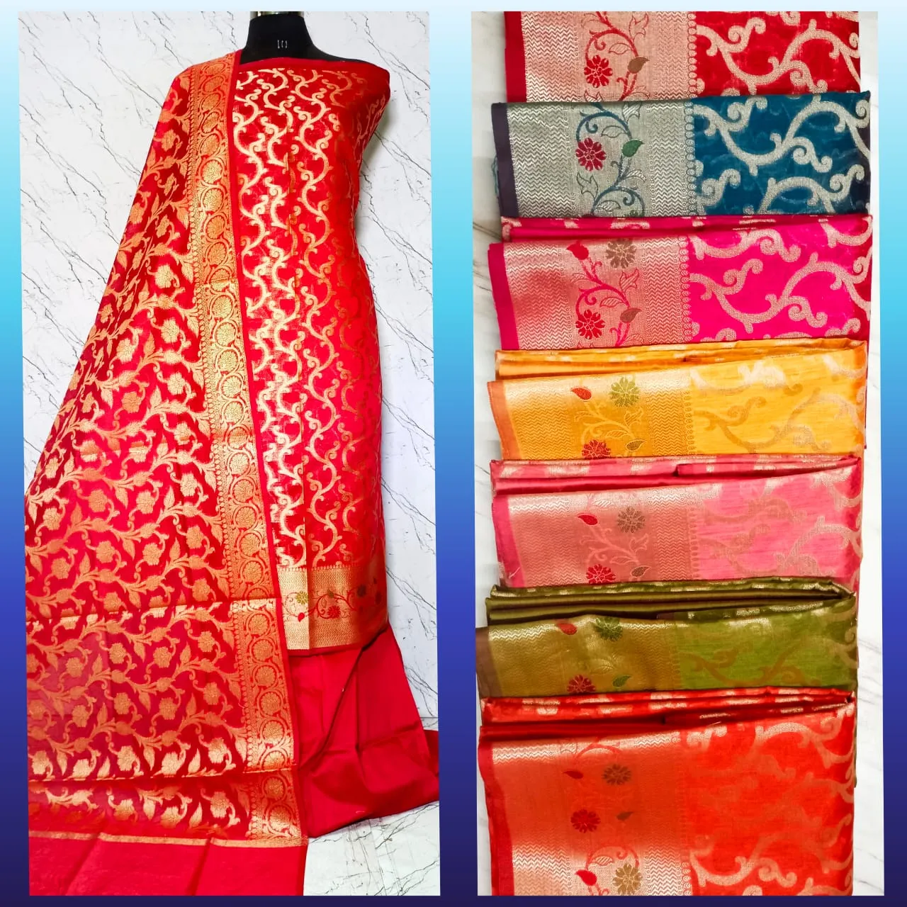 Exclusive Unstitched Suit - suits Banarasi Silk Saree | Shri Geeta Sarees