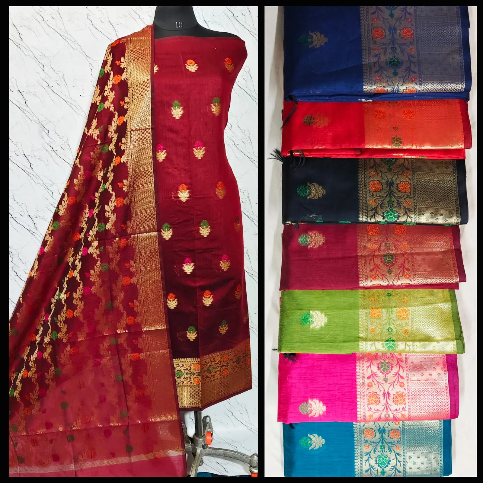 Exclusive Unstitched Suit - suits Banarasi Silk Saree | Shri Geeta Sarees